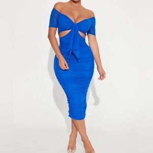 Fashion Nova - NWT Simple and Sweet Mesh Ruched Dress/ Size L